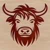 Simple Cow Head SVG Design An illustration of a cow's head, a common farm animal found on rural farms.