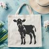 Farm Fresh Cows Illustration A close-up illustration of a cow's face with a calf in the background, showcasing a farm animal.