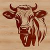 Beautiful Cow Head Silhouette in SVG Format An illustration of a cow's head with detailed features, suitable for vector graphics design.