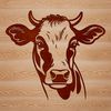 A close-up illustration of a cow's head with intricate details, suitable for use in graphic design projects.