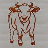 Vector Farm Animal Graphic Design A graphic illustration of a cow standing in a green field, suitable for vector art designs.