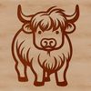 A vector illustration of a cow in a natural farm setting.