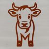 A simple line drawing of a cow, a common farm animal.