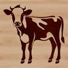 A detailed illustration of a cow standing in a green field, suitable for vector art projects.
