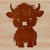 Standing Highland Cattle Icon A standing highland cow with distinctive horns and shaggy coat, commonly found on Scottish farms.