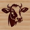 Cute Cow Face Clip Art A digital illustration of a cow's head, suitable for use in vector graphics designs.
