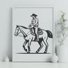 Western Rodeo Rider Illustration A detailed illustration of a cowboy riding a horse, created as a vector graphic.