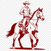 Western Cowboy Silhouette A Western-style cowboy riding a horse in an illustration style, suitable for graphic design and digital art.