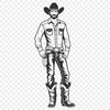 Western Icon Vector Art A vector illustration of a cowboy in a traditional outfit, suitable for digital cutouts and designs.