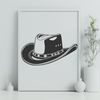 Stylish Cowboy Chapeau Design A detailed illustration of a classic cowboy hat with curved brim and high crown.
