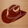 Vintage American Cowboy Headpiece Illustration of a traditional American cowboy hat with brim and crown.