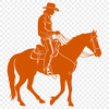 Western Rider Silhouette A lone cowboy riding horseback through a landscape.