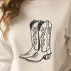 Rugged Cowboy Footwear A pair of rugged cowboy boots with intricate details and stitching.