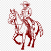 Simple Cowboy Line Art Illustration A cowboy riding a horse, depicted as a simple line art illustration with bold lines and basic shapes.
