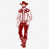 Classic Cowboy SVG Design Download A detailed illustration of a cowboy in classic attire, ready to ride into the sunset.