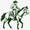 Free Vector Illustration of a Cowboy on Horseback A graphic illustration of a rugged cowboy riding a horse.