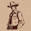 A Western-style cowboy illustration, created in vector format with scalable lines and curves.