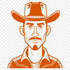 Simple Cowboy SVG Cut File A digital illustration of a cowboy in a simple style, suitable for cutting machines like Cricut or laser cutters.