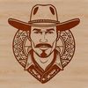 A vector illustration of a rugged cowboy character in Western attire, suitable for various design applications.