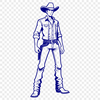 Free Cowboy Illustration A stylized illustration of a cowboy wearing a hat and bandana, suitable for digital crafting and cutting machine projects.