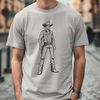 Digital Cowboy Silhouette A digital illustration of a cowboy in Western attire, suitable for vector graphics design.