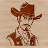 A stylized illustration of a cowboy in a classic pose, suitable for various digital uses such as vector art and clipart.
