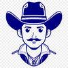 Simple Cowboy Silhouette Vector Art A simple line art illustration of a cowboy silhouette in a digital format suitable for various design applications.