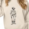 Classic Cowboy SVG Art A detailed SVG illustration of a cowboy in a classic western outfit, suitable for use as clip art in various design projects.