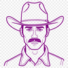 Rugged Outlaw Illustration A digital illustration of a rugged cowboy in a western setting, created using vector art.