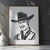 SVG Cowboy Icon in Bold Design A vector graphic image featuring a cowboy character in a bold, iconic design.