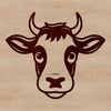 A stylized vector illustration of a cow's head, suitable for various digital designs and crafts.