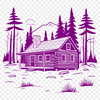 Whimsical Woodland Cottage Graphic Design A digital illustration of a cozy cabin in a natural setting, created as a vector graphic for easy editing and scaling.