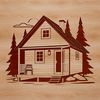 Rustic Woodland Cabin Illustration A simple illustration of a cabin, suitable for vector graphics and design projects.