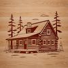 Vector Cottage Design Free Download A simple, illustrated cabin design made with vector lines and shapes.