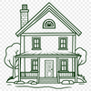 Free House Clip Art SVG File A simple illustration of a residential building with a rectangular shape and basic architectural features.