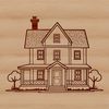 A simple illustration of a single-family home with a gabled roof and a small front yard.