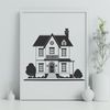 A 2D illustration of a house with multiple rooms and details.