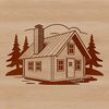 A simple cabin design created using vector graphics, suitable for various digital applications.
