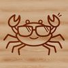 Stylish Sea Creature Illustration A simple line drawing of a crab with glasses on its head.
