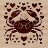 A colorful illustration of a crab with heart symbols on its shell, suitable for crafting and design projects.