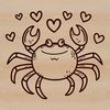 Colorful Crab Illustration with Heart Symbols A colorful illustration of a crab featuring heart symbols, suitable for vector design projects.