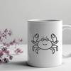 A simple line drawing of a crab from head to claw, suitable for vector art and design.