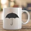 Classic Rainy Day Umbrella Silhouette An outline silhouette of a classic umbrella with a round canopy and wooden handle.