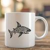 Vector Graphic Shark Design A colorful illustration of a shark, suitable for vector graphics and digital art projects.