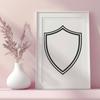 Beautiful Line Art Shield Design for Vector Graphics A simple line drawing of a shield, ideal for vector art and graphic design projects.