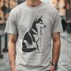 Unique Sitting Husky Vector Illustration - SVG