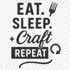 A humorous quote about crafting with clean lines and modern typography.