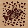 Crappie Fish with Love Hearts SVG A digital illustration of a Crappie fish with love hearts surrounding its body.