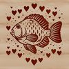 An SVG vector graphic design featuring a Crappie fish with cute heart patterns.
