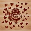 An SVG vector art design featuring a wild crappie fish with heart accents.